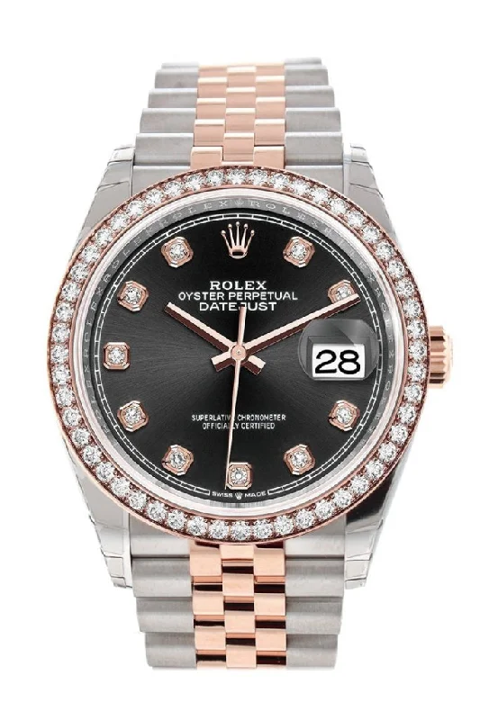 Modern design square dial watches Rolex Datejust 36 Black Set with Diamonds Dial Diamond Bezel Rose Gold Two Tone Jubilee Watch 126281RBR 126281 NP Modern design square dial watches Rolex Datejust 36 Black Set with Diamonds Dial Diamond Bezel Rose Gold Two Tone Jubilee Watch 126281RBR 126281 NP