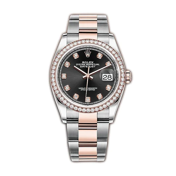Watches with classic style for timeless appeal 36mm Steel & Everose Gold Diamond Bezel Black Diamond Dial Oyster Watches with classic style for timeless appeal 36mm Steel & Everose Gold Diamond Bezel Black Diamond Dial Oyster