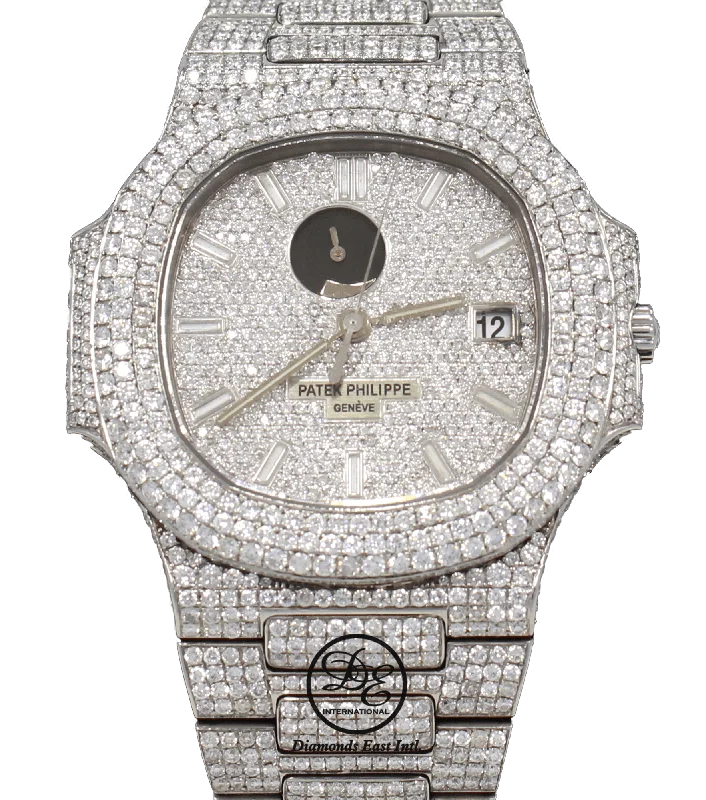 Watches with a luxurious look   Patek Philippe Nautilus 3710/1A Power Reserve All Iced Out Diamond Pave Dial