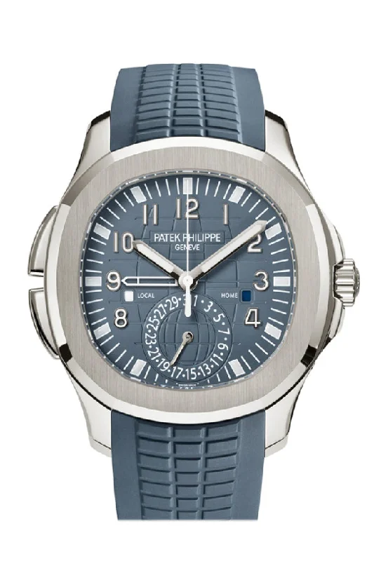 classic pocket watches for collectors   Patek Philippe Aquanaut  Travel Time Blue Gray Dial White Gold Watch 5164G