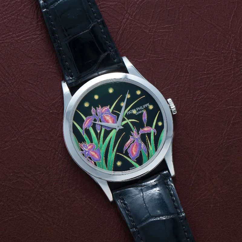 watches with custom engravings for gifts   Patek Philippe Calatrava Cloisonné 'Iris & Night Fireflies'