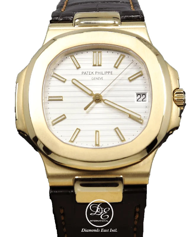 minimalistic watches for men with leather bands   PATEK PHILIPPE Nautilus 5711J 18k Yellow Gold Leather Band Watch