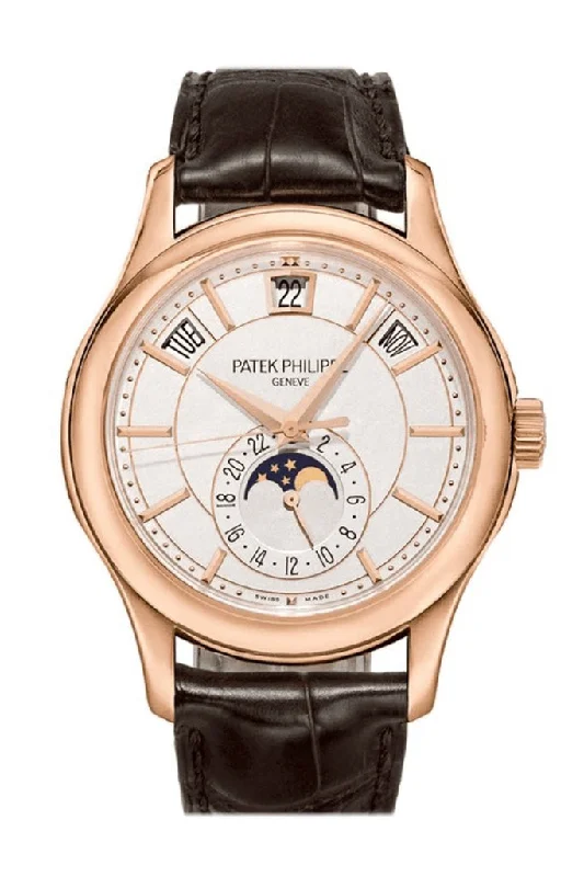 Watches with a classic look   Patek Philippe Complications  Annual Calendar Moonphase Rose Gold Brown Leather Men's Watch 5205R-001 5205R