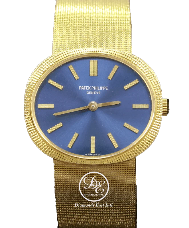 Watches made for exclusive collectors   PATEK PHILIPPE Ellipse 3581 Blue Dial 18k Yellow Gold Hobnail Bezel Very Rare Vintage Collector's Watch